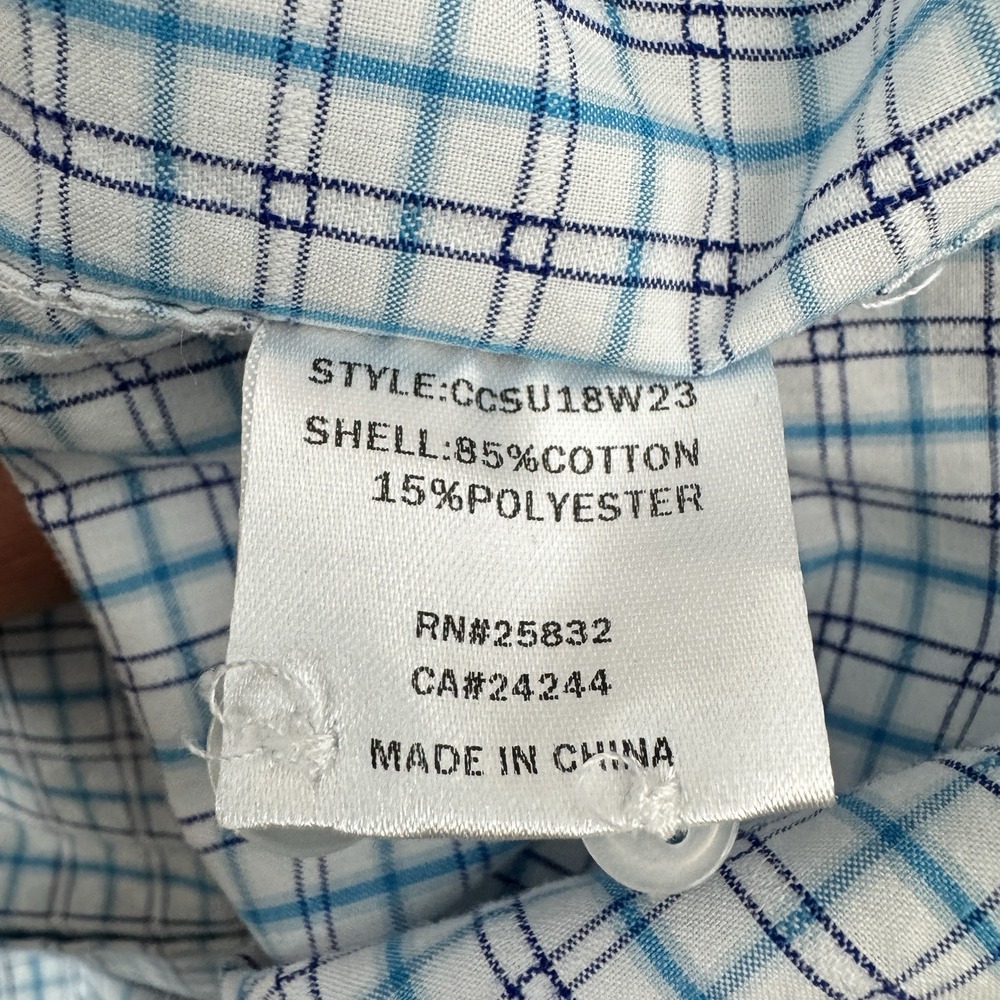 Cody James Core Plaid Button Up Stretch White Blue Mens‎ XXL - Picture 8 of 10